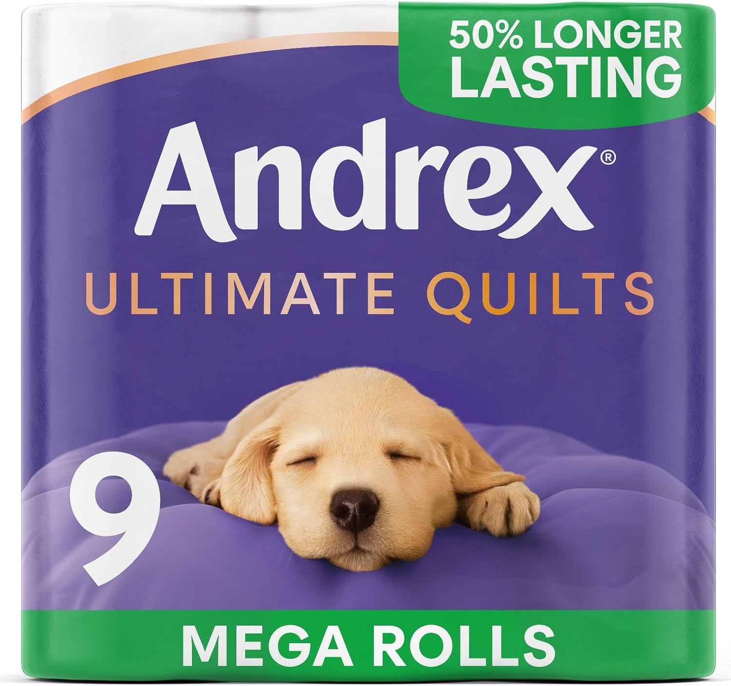 Detalle de Andrex Ultimate Quilts Toilet Roll — 9 Mega Rolls (13.5 standard), 3-Ply, Soft & Thick