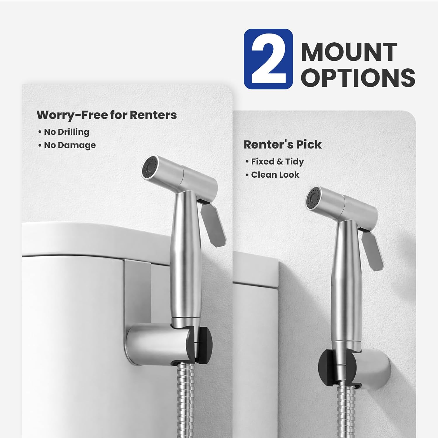 Detalle de BRITULIF BBS-09 Handheld Bidet Sprayer, Stainless Steel, Brushed Nickel