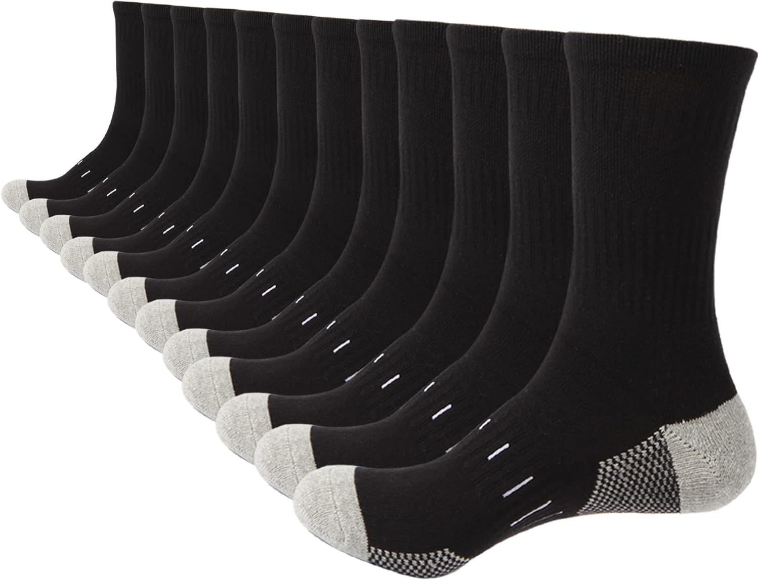 Detalle de BUDERMMY Herren Wandersocken (Crew) 43–46 – 85% gekämmte Baumwolle, gepolsterte Laufsocken