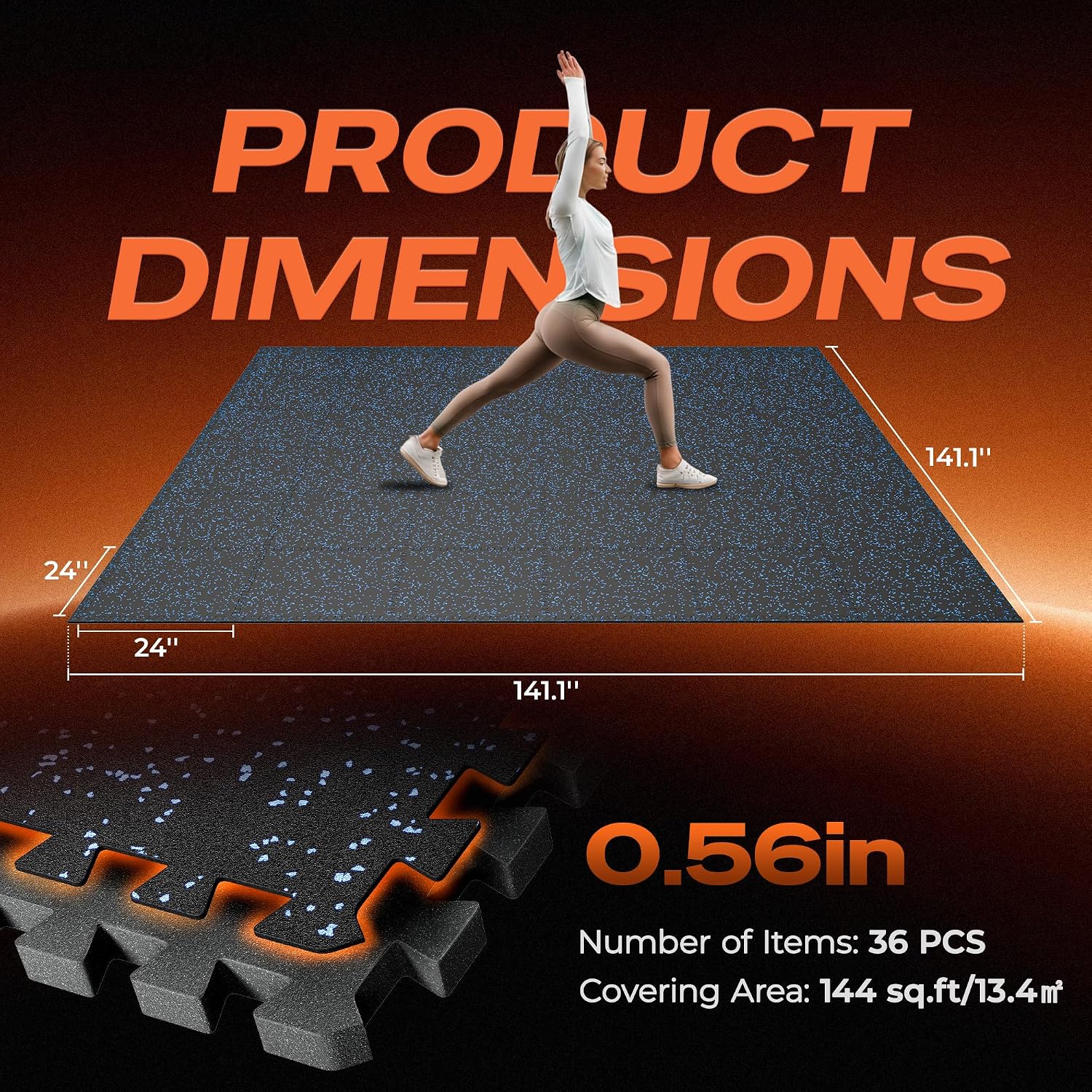 Thumbnail 6 de SUPERJARE 9619L Rubber-Top Gym Flooring, 0.56-Inch Interlocking EVA Tiles