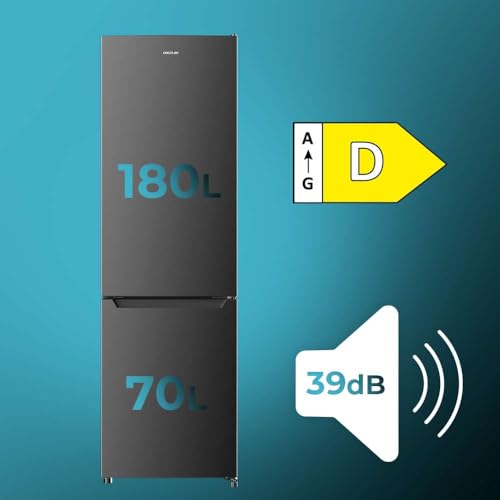 Detalle de Cecotec Réfrigérateur combiné Bolero CoolMarket Combi 250 Dark D – 250 L, Total No Frost