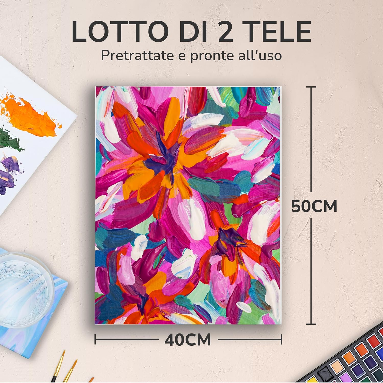 Detalle de Zenacolor tela per dipingere 40x50 set da 2