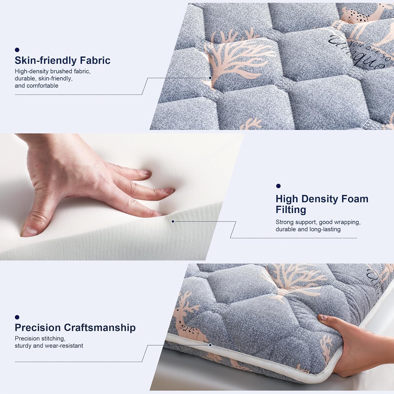 Detalle de Lillibearas RXZER24 9-Layer Foam Mattress Topper, Full 54" x 75", Breathable