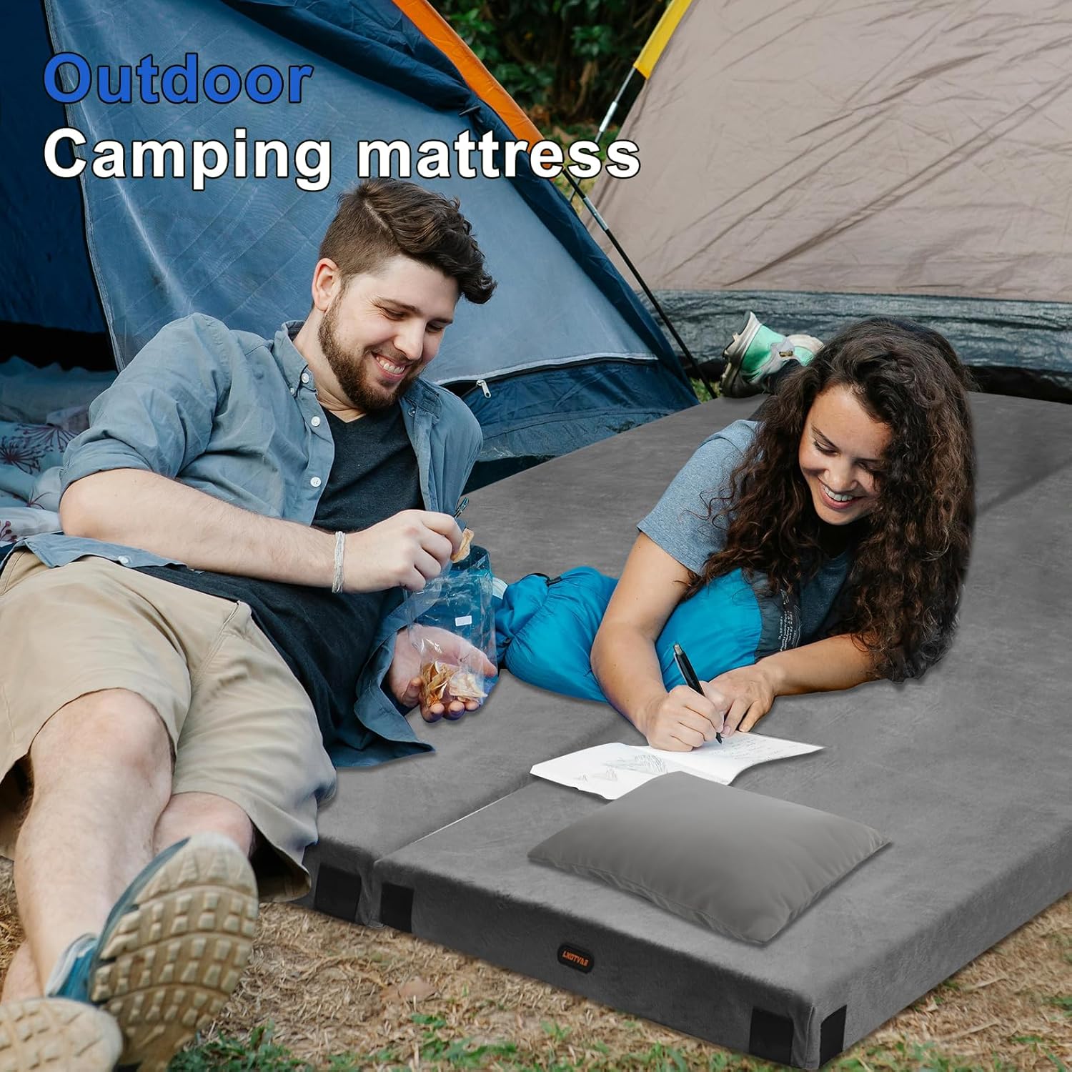 Detalle de Memory Foam Camping Mattress Pad for Adults — Waterproof, Non-Slip Roll-Up Floor Sleeping Mat