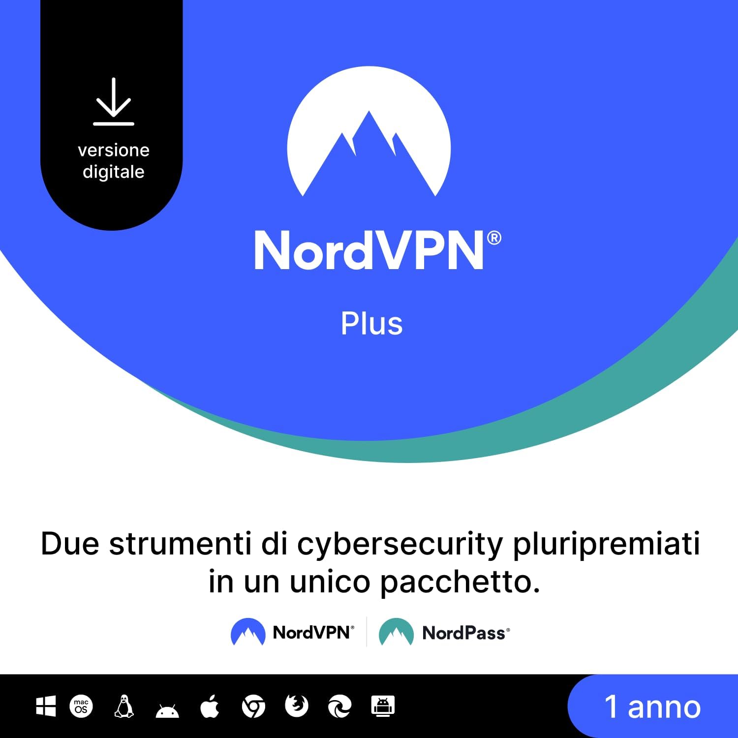 Detalle de NordVPN Plus 1-Anno: VPN + Gestione Password con NordPass, protezione multi-dispositivo