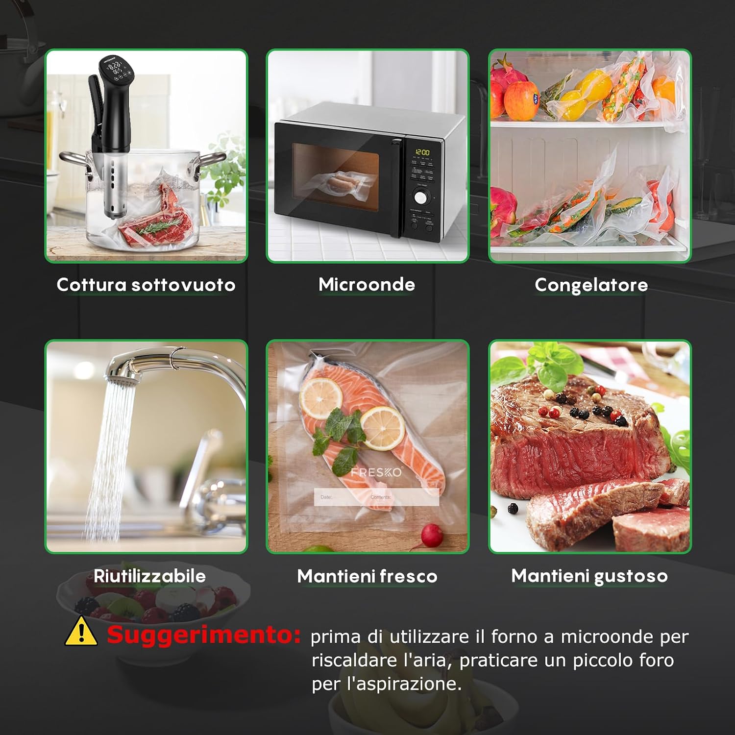 Detalle de FRESKO Sacchetti sottovuoto alimenti 100