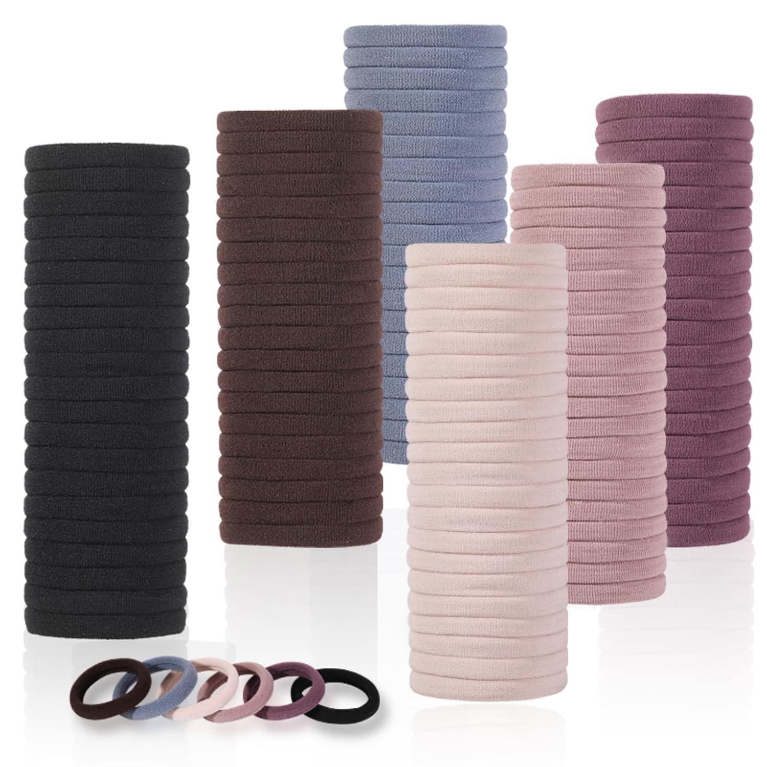 Detalle de LuSeren lus-tie4 Nylon Hair Ties, 120 Pieces in 6 Neutral Shades
