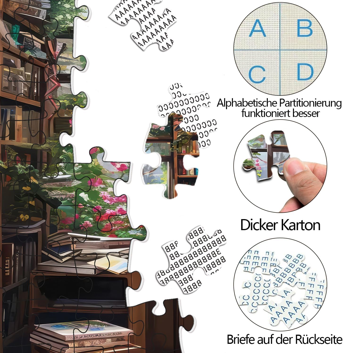 Thumbnail 3 de Puzzle 1000 Teile Erwachsene Blumenzimmer – 70 x 50 cm, Lernspiel & Geschenk, inkl. 1:1-Vorlage