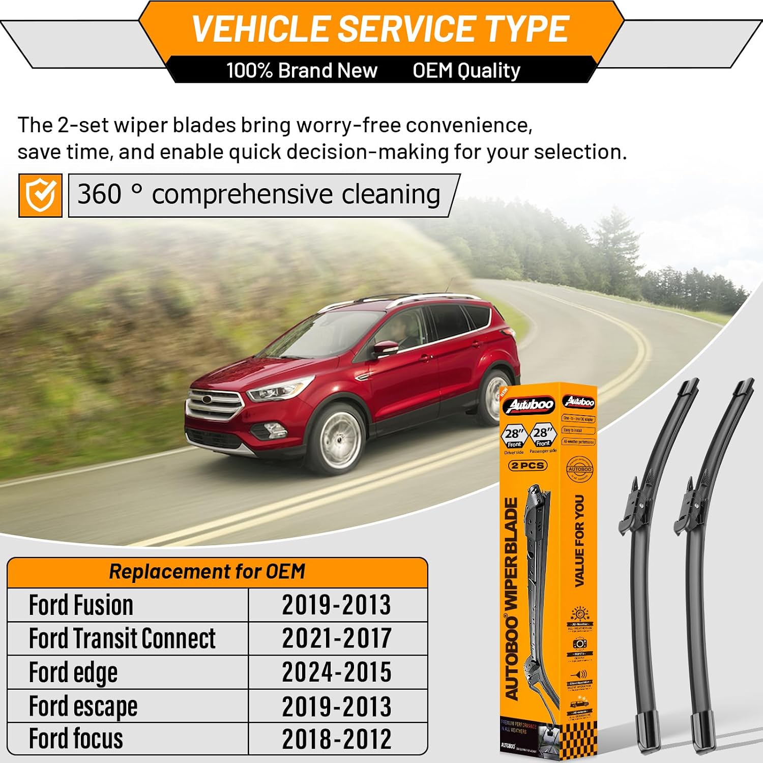 Detalle 2 de AUTOBOO 28" Windshield Wipers Pack of 2