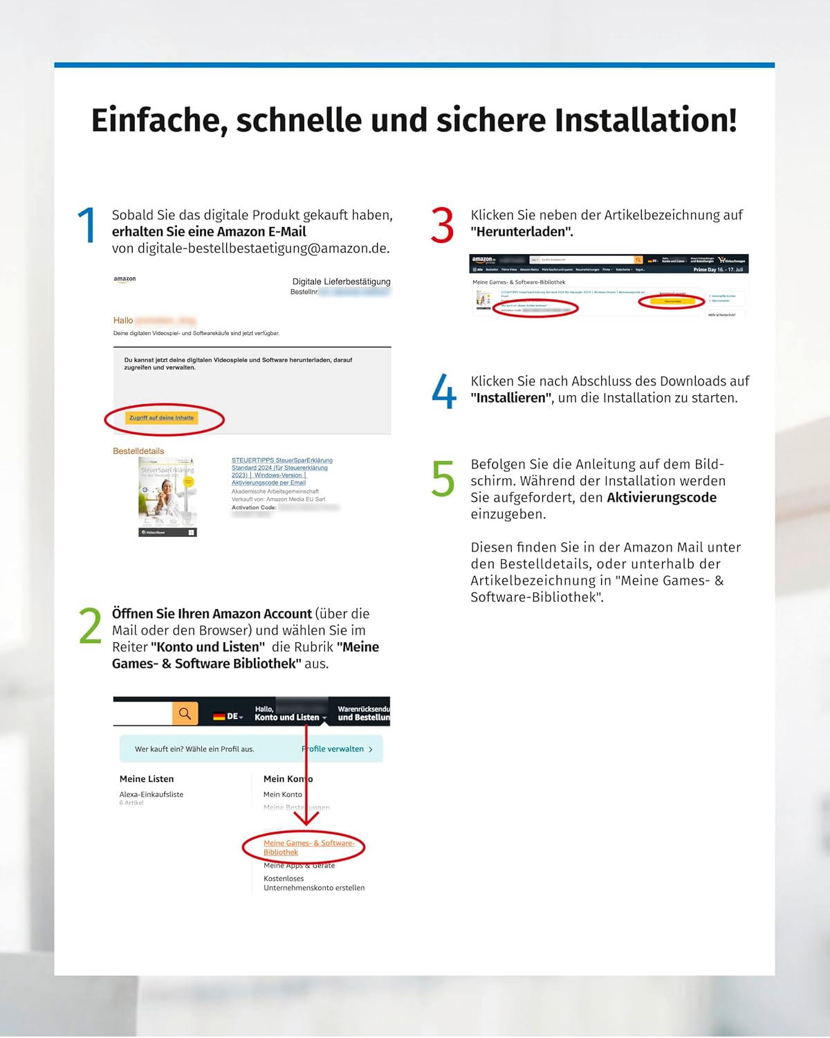 Detalle de SteuerSparErklärung Standard 2024 (Steuerjahr 2023) – Windows-Version mit Aktivierungscode per Email
