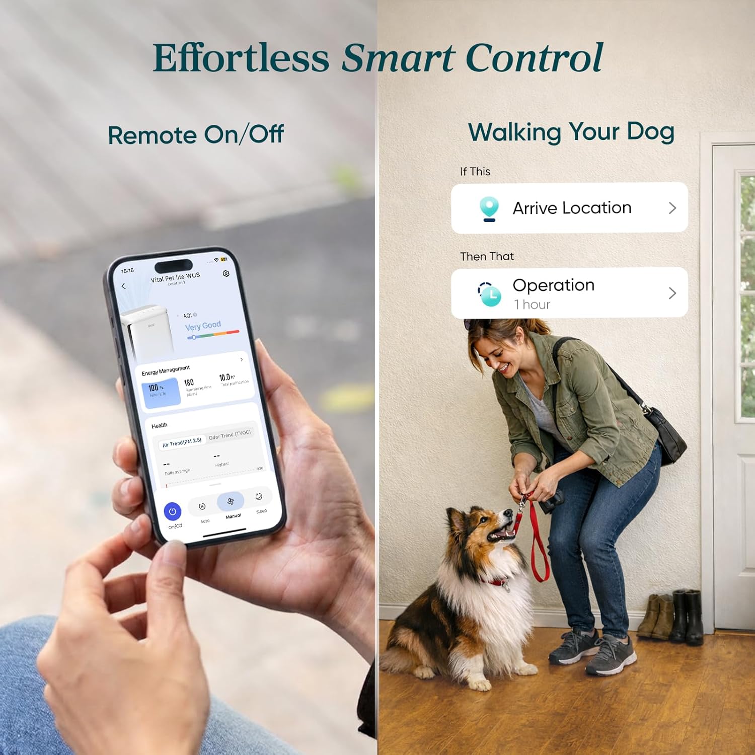 Detalle de Levoit Vital Pet LAP-P201S-WCA Air Purifier, Washable Pre-Filter, Smart Control