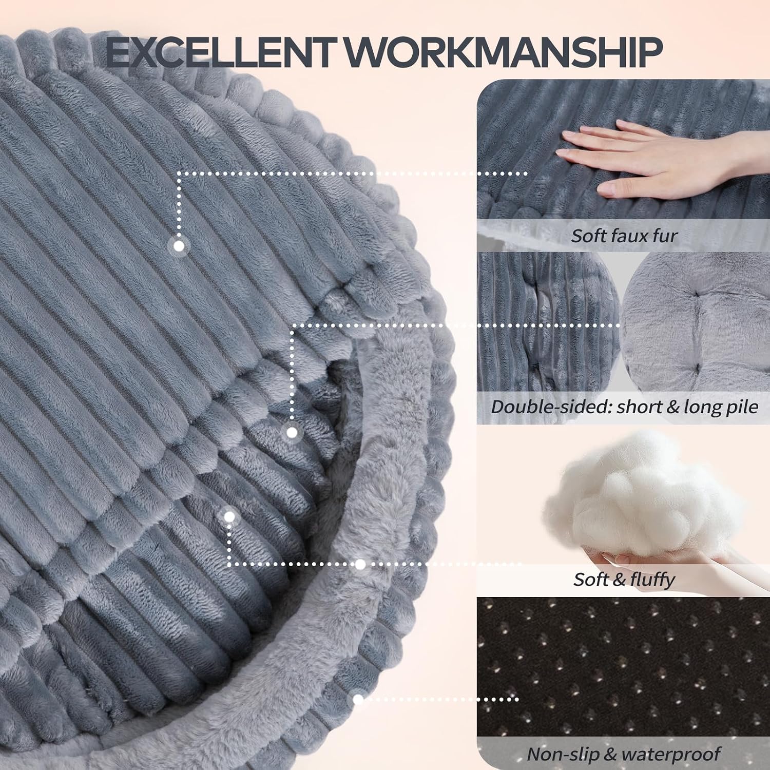 Thumbnail 4 de CheerPals Cat Bed with Cover 50 cm – Washable Cozy Cave with Elastic Sleeping Pillow