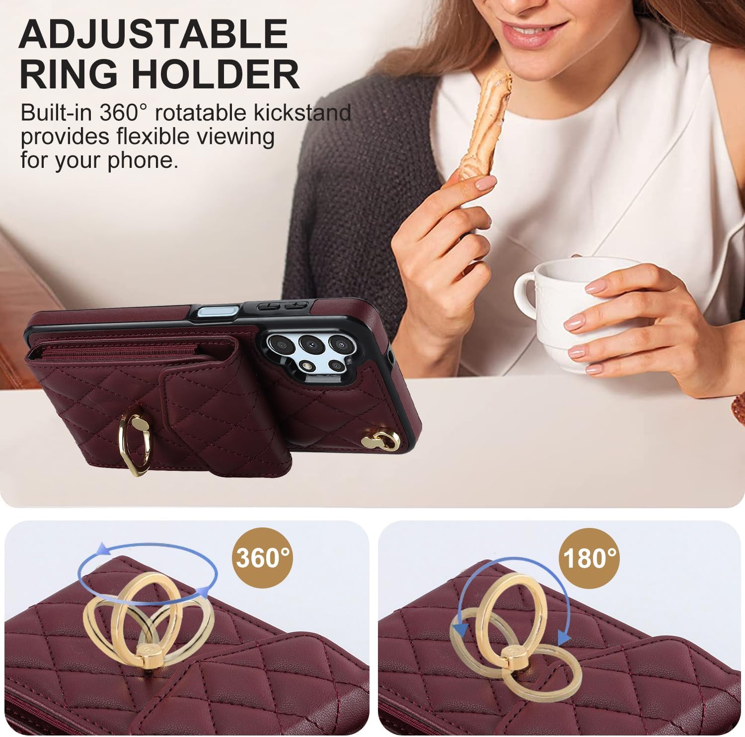 Thumbnail 3 de Asuwish Wallet Case with Screen Protector and RFID Blocking for Samsung Galaxy A13 (4G/5G)