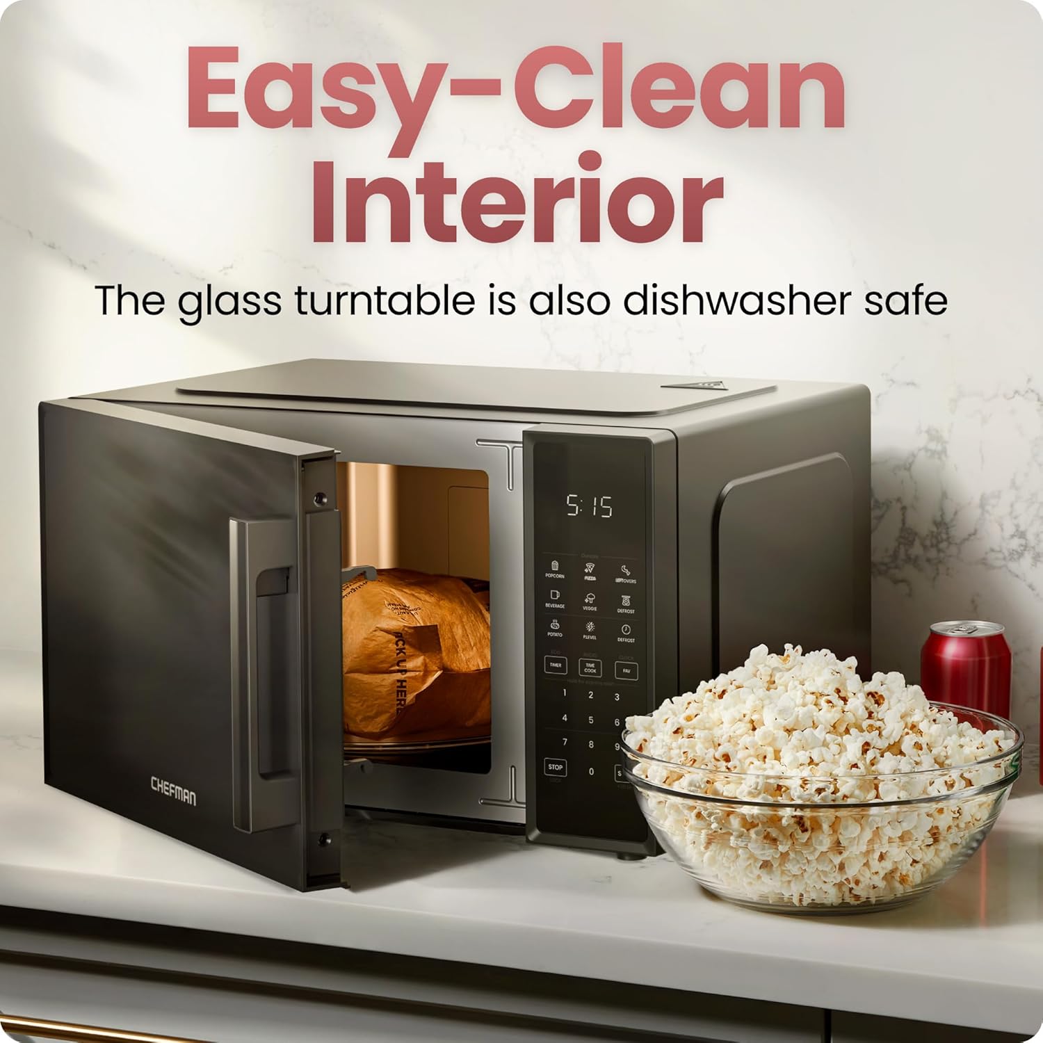 Thumbnail 5 de Chefman Countertop Microwave Oven 0.9 Cu. Ft with 900 Watts