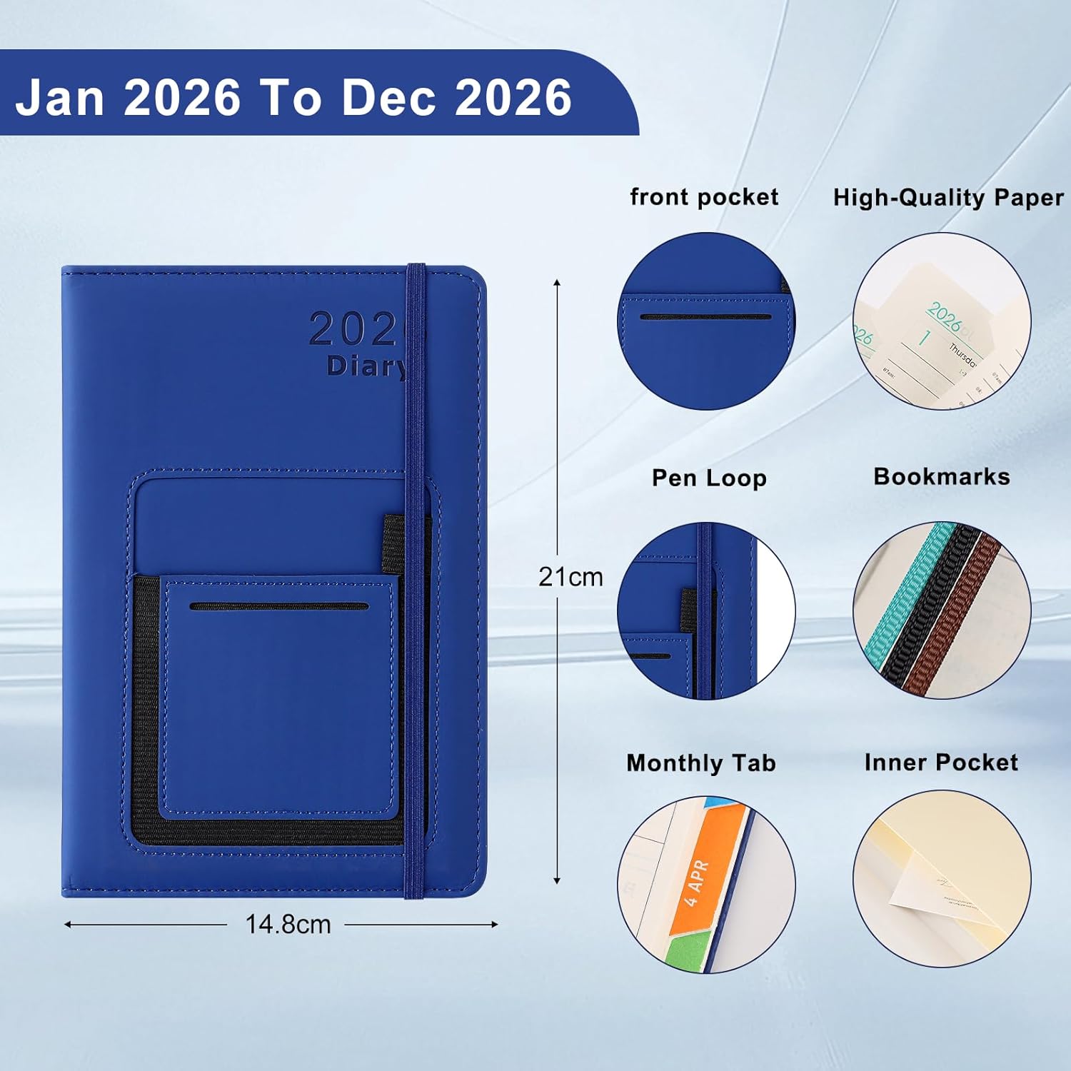 Thumbnail 1 de Diario accademico 2026 A5, pagina giornaliera con tasca 📔