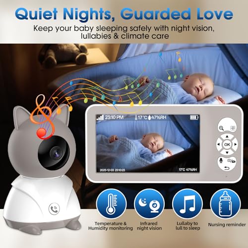 Thumbnail 4 de veorkide Cámara Vigilancia Bebe 2K/5” con PTZ 355°/60° y zoom 4X