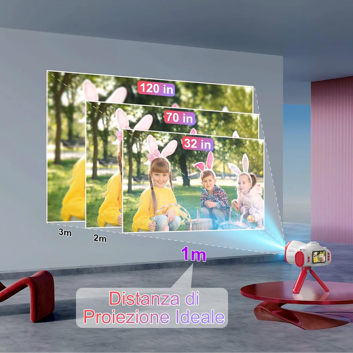 Detalle de Macchina Fotografica per Bambini CHAKEYAKE con Funzione di Proiezione: 1080P, Treppiede e Scheda 32G