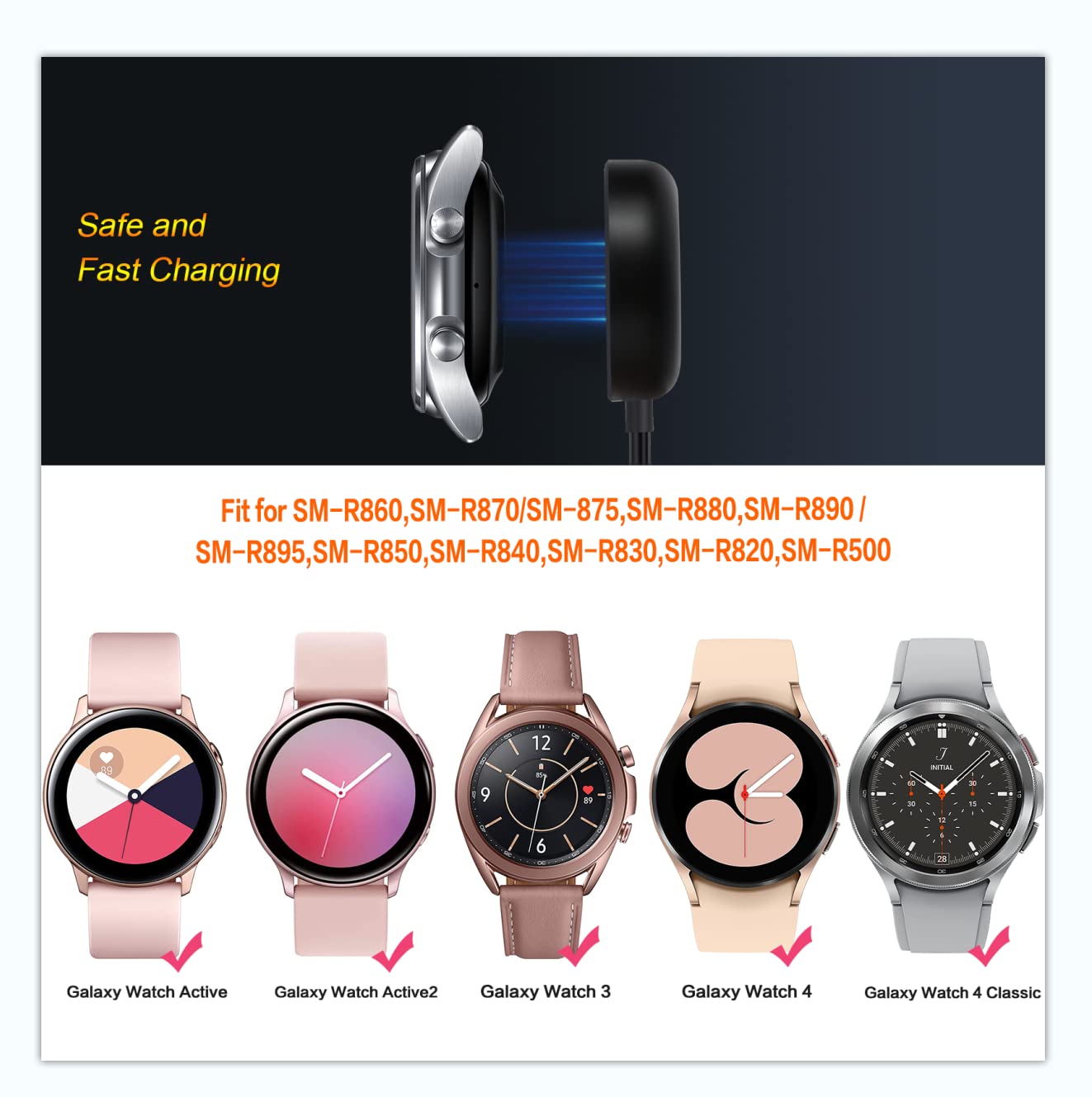 Detalle 2 de Trami 1-Pack Compatible Samsung Watch Charger Cable Dock for Galaxy Watch 7/6/5/4