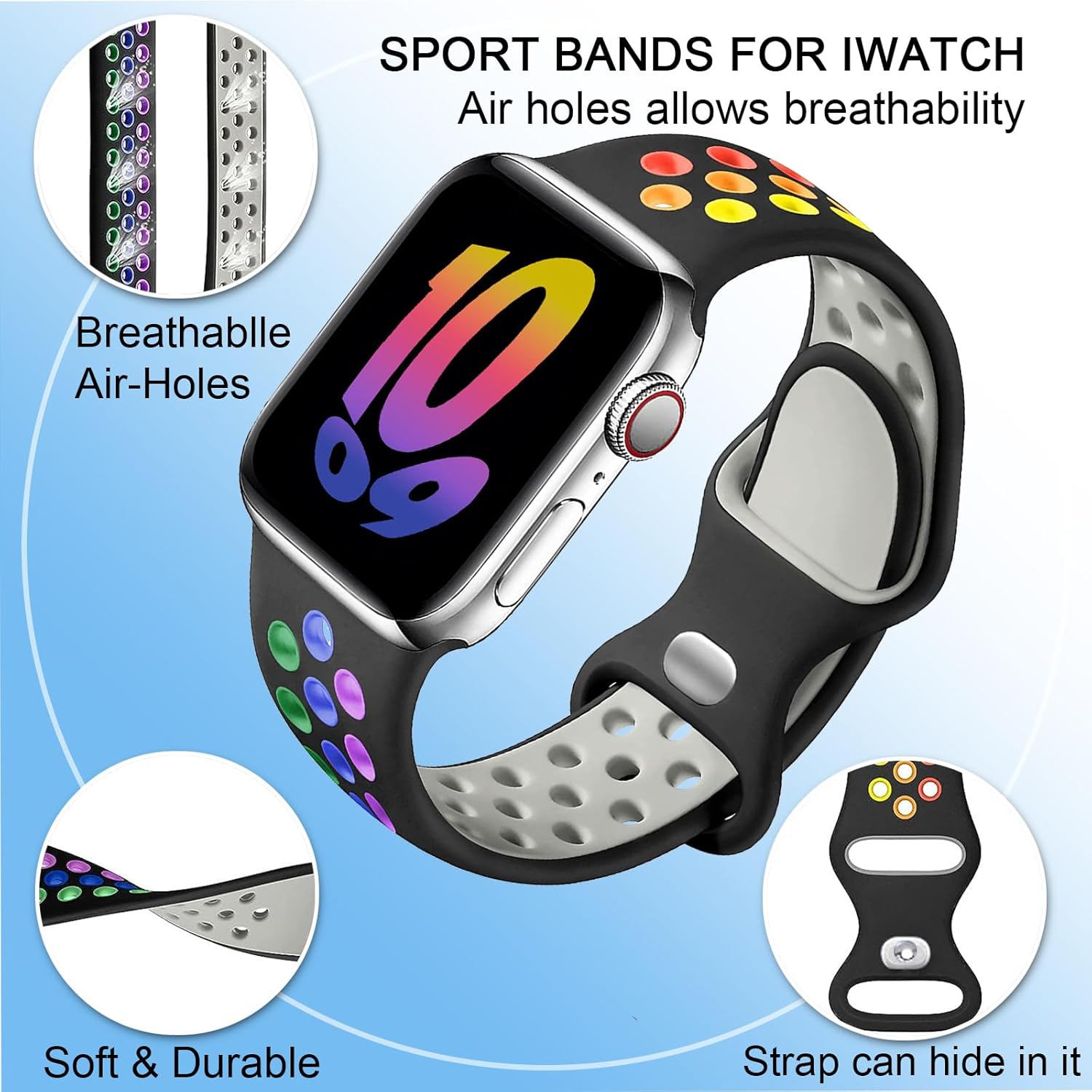 Thumbnail 1 de Sport Strap for Apple Watch (38–49mm) Silicone—Breathable, Secure & Comfortable