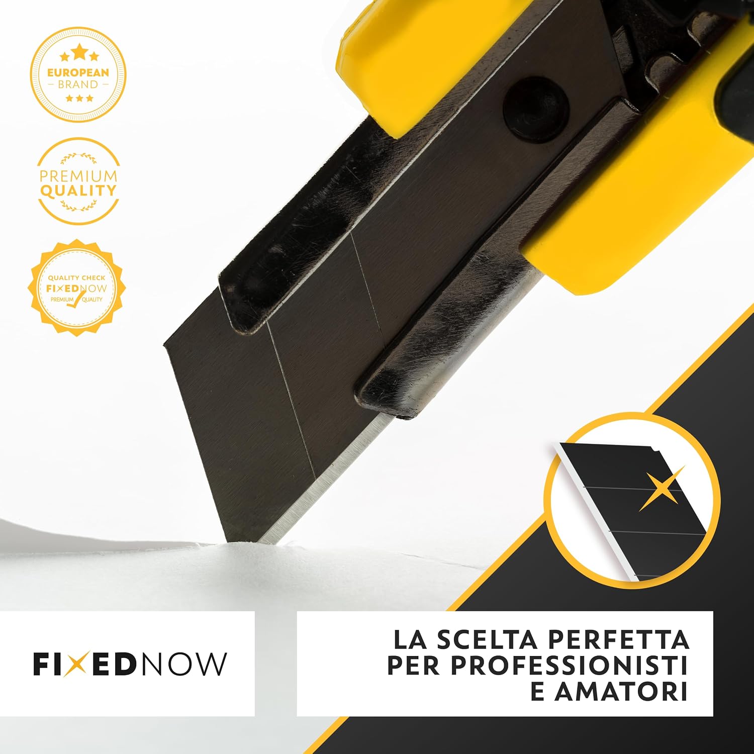 Thumbnail 6 de FixedNow 3 taglierini professionali da 18 mm con 16 lame di ricambio (snap-off) per carta da parati, tappeti e polistirolo