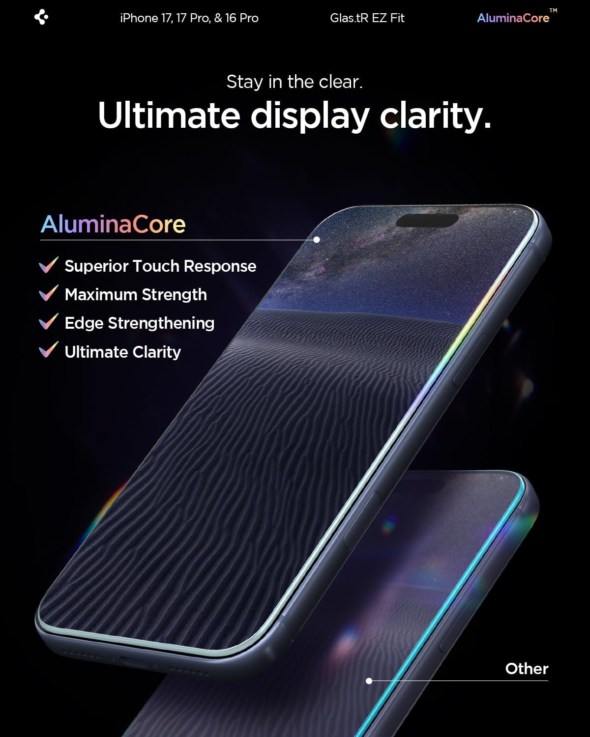 Thumbnail 6 de Spigen Glas.tR EZ Fit verre trempé pour iPhone 17/17 Pro/16 Pro (2 pièces) – installation facile, dureté 9H