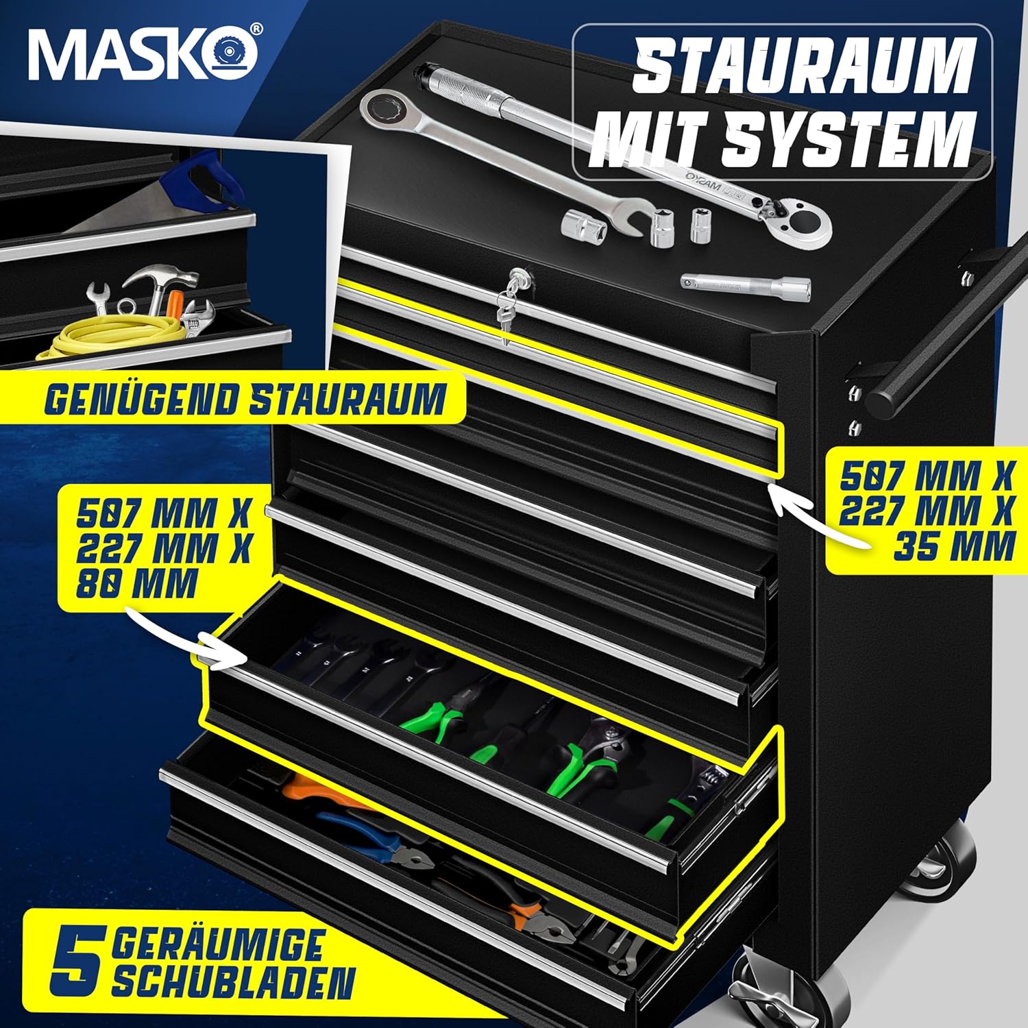 Thumbnail 3 de Masko Werkstattwagen 7 Schubladen 🛠️