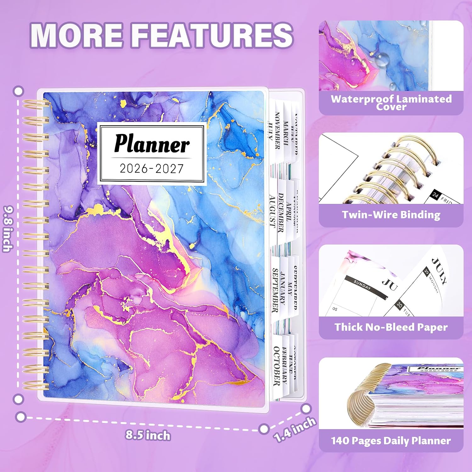 Thumbnail 6 de montcool 2026-2027 Academic Planner, 18-Month Daily, Weekly and Monthly, 7.9 x 9.8 in