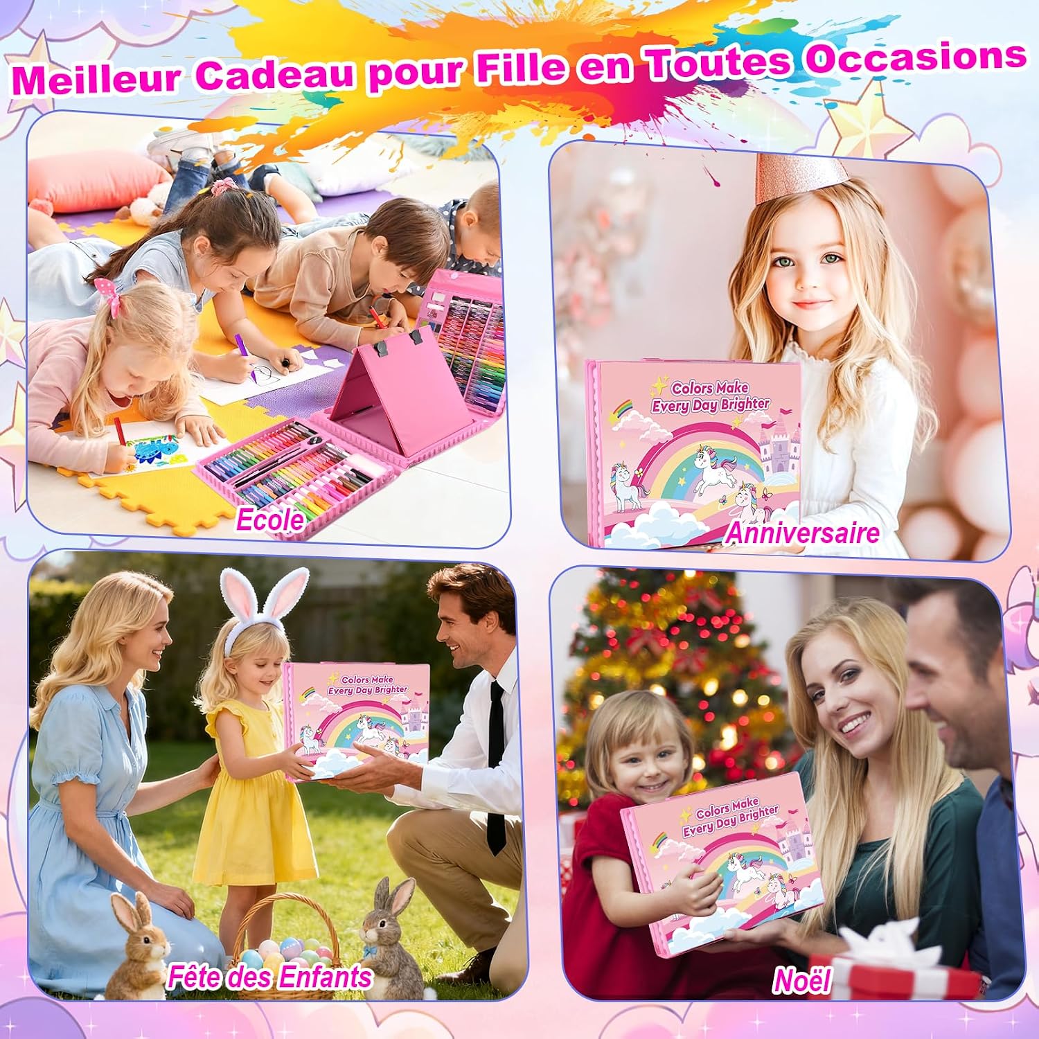 Detalle de GOLDGE Maletín de Pinturas para Niñas con Unicornio: 230+ Pcs para 3–9 Años