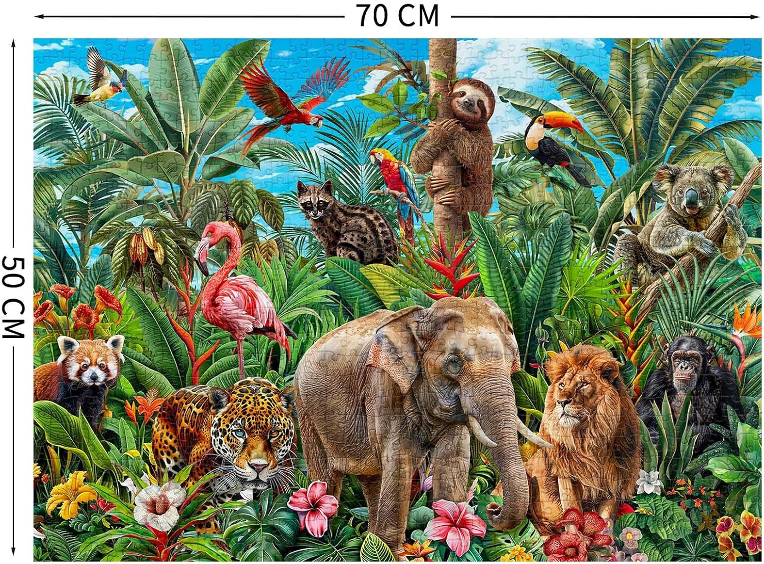 Thumbnail 1 de Puzzle 1000 Teile für Erwachsene mit Tierfamilie-Motiv – 70 x 50 cm, inkl. Farbbox und Poster