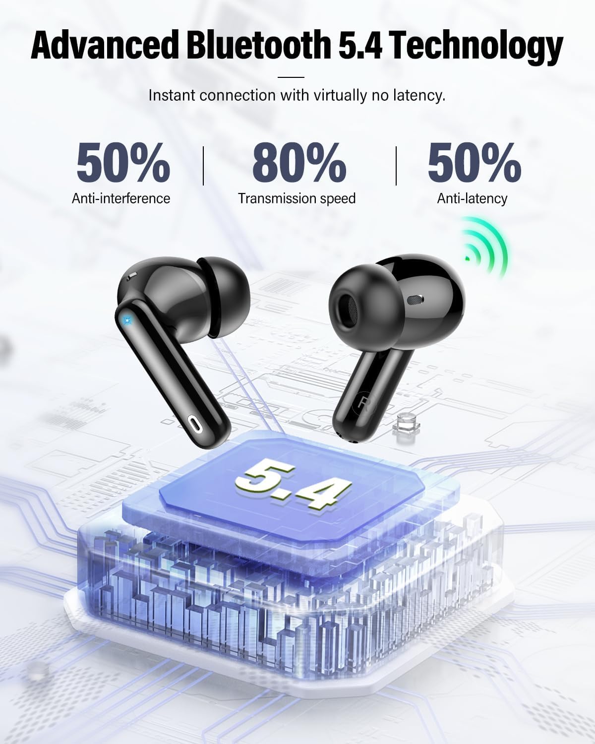 Thumbnail 4 de Wireless Earbuds (Bluetooth 5.4) with 4 ENC Mic, 36H Playtime, Noise Cancelling In-Ear & IP7 Waterproof