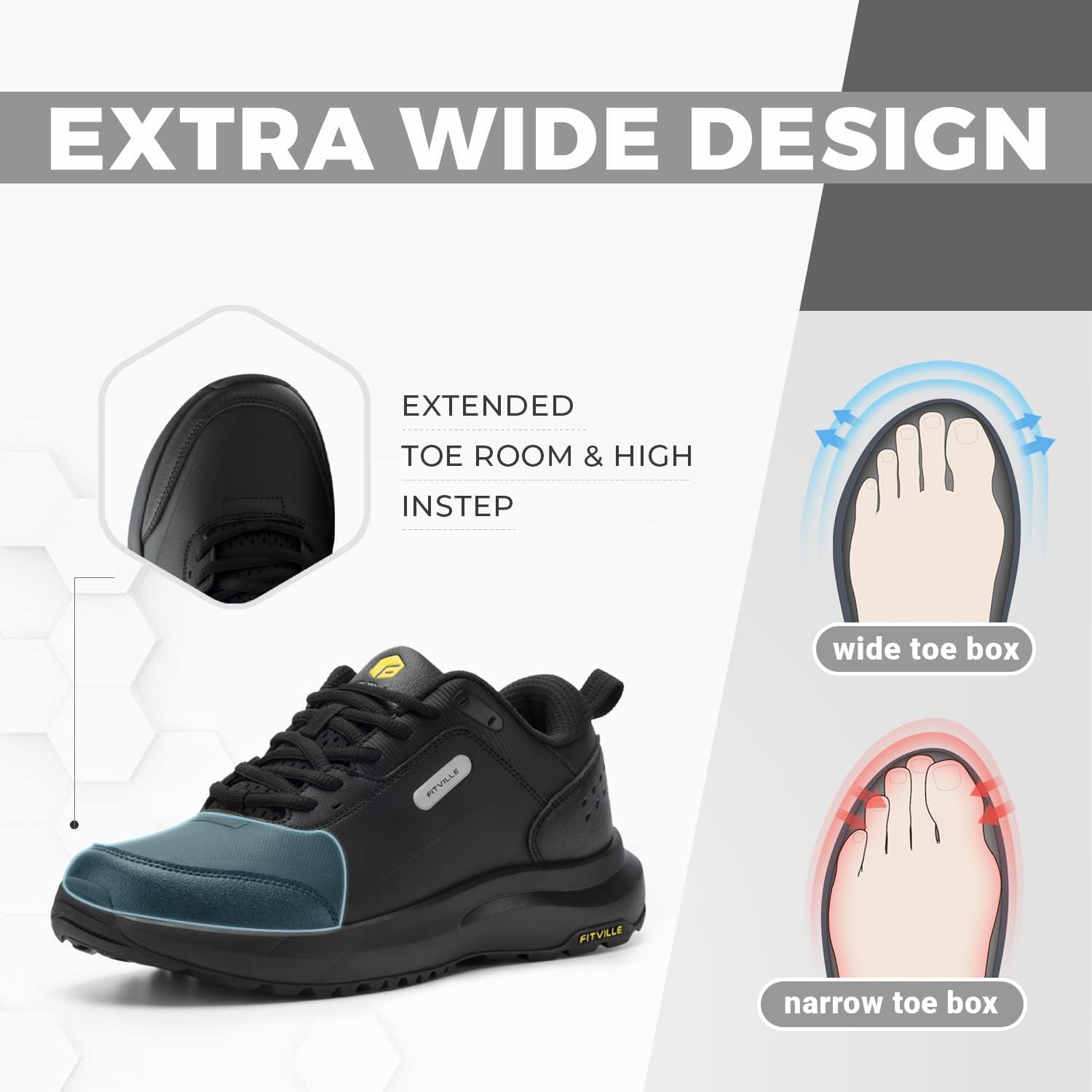 Thumbnail 1 de FitVille Chaussures de randonnée homme extra larges, imperméables et respirantes