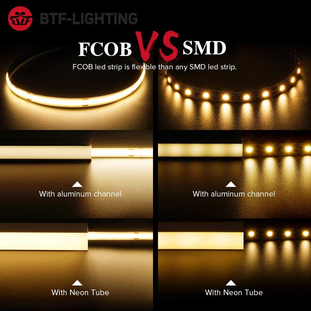 Thumbnail 1 de BTF-LIGHTING FCOB LED-Streifen 5 m, 24 V, 528 LEDs/m, Warmweiß 3000 K, dimmbar – flexible COB-Technologie