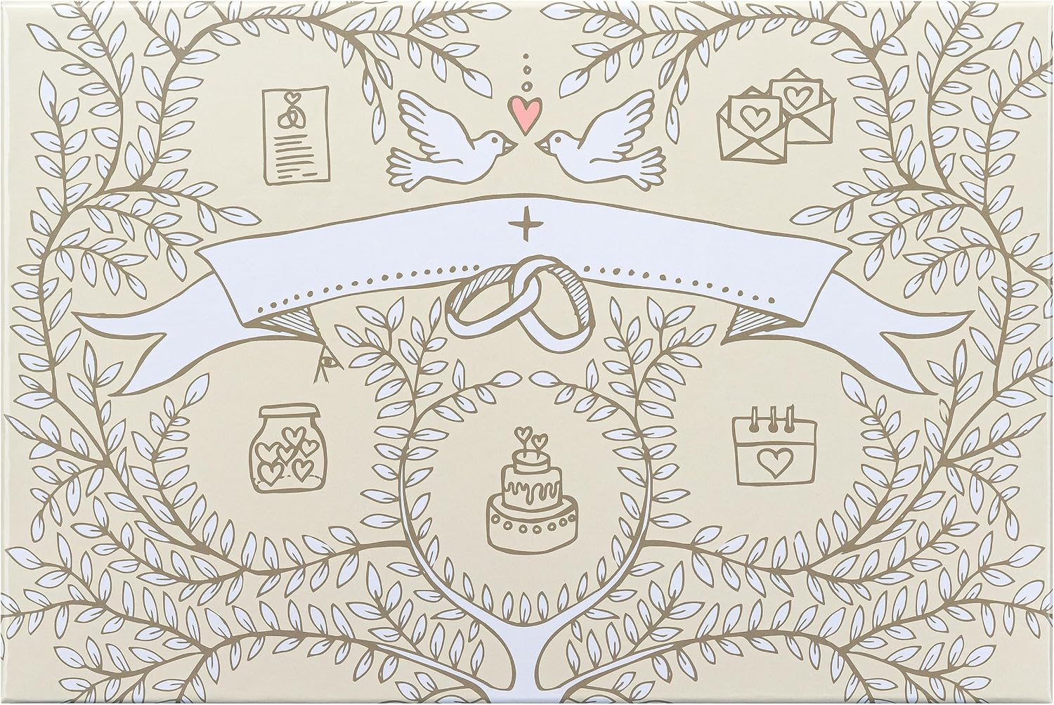 Detalle de FALKEN StoryBox WEDDING: Scatola regalo in cartone laminato, 24×36 cm, 12 cm di altezza, DIN A4+, Made in Germany