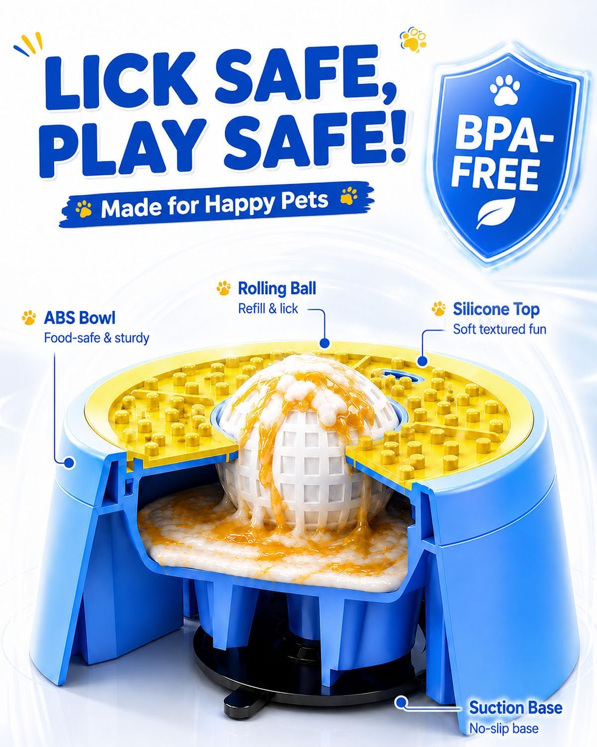Detalle 2 de Slow Feeder Dog Bowl with Rolling Lick Ball