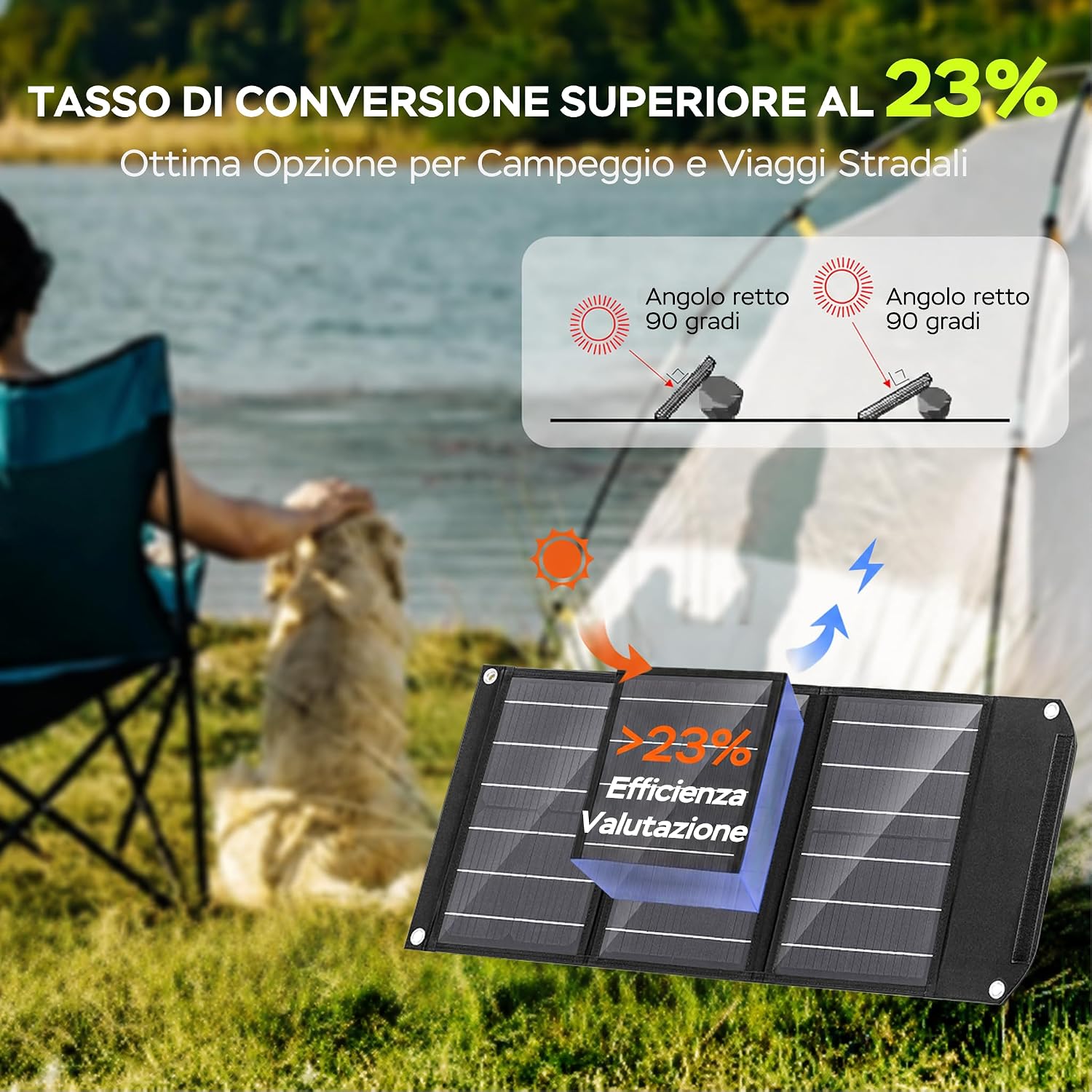 Detalle de MARBERO Pannello Solare Portatile 30W: carica in movimento con uscita versatile e robusto design