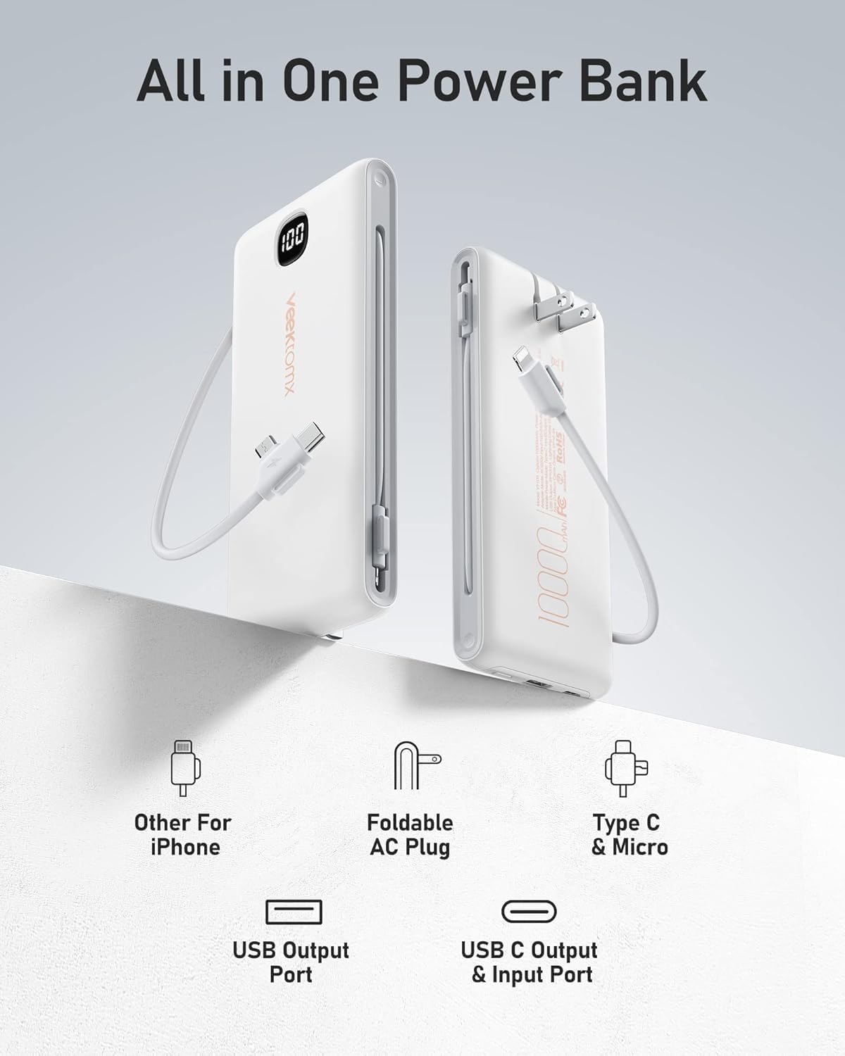 Detalle 2 de VEEKTOMX Power Bank 10,000mAh