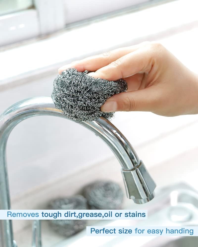 Thumbnail 5 de 12Pcs Stainless Steel Wool Scrubber Pads — Heavy-Duty Kitchen Cleaners for Dishes, Pans, Ovens & Grills