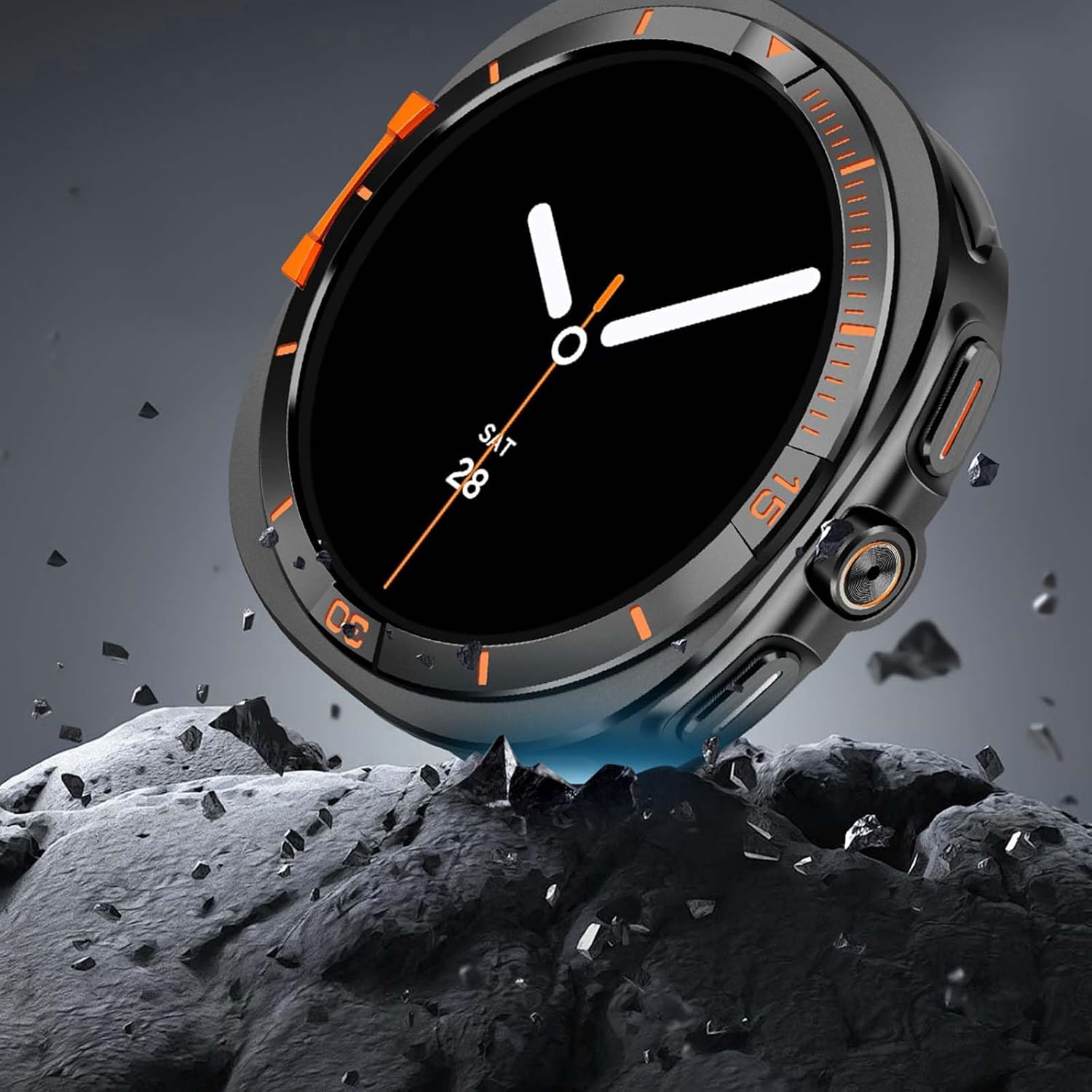 Detalle de Suphart Galaxy Watch 9/8 44mm用メタルケース、PC背面カバー付きブラック/オレンジ