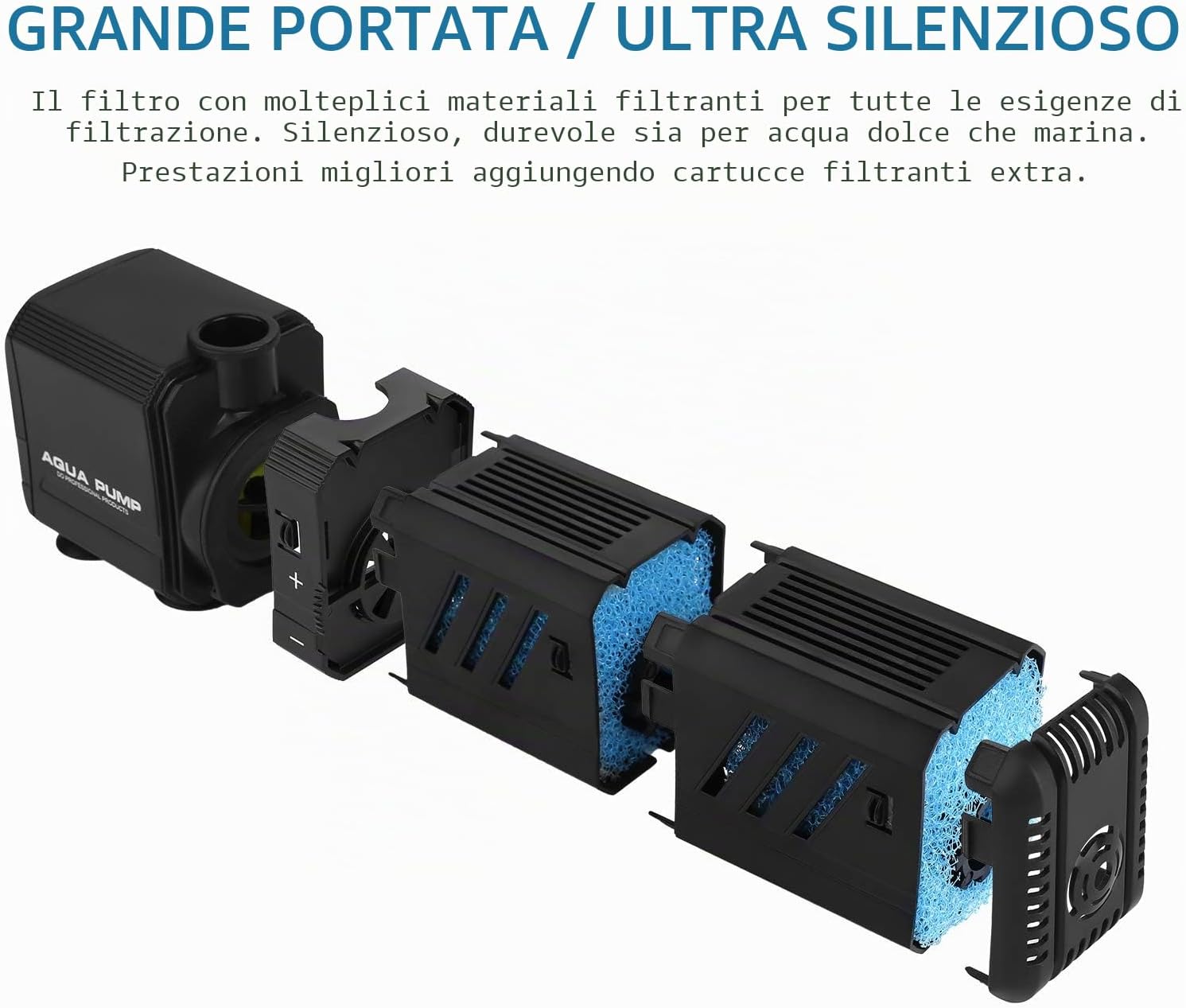 Detalle de NO.17 Filtro interno per acquario da 8W con pompa regolabile 800 L/h (150–300 litri)