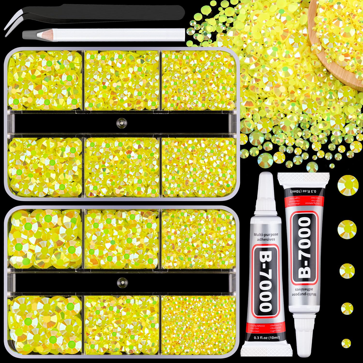Thumbnail 6 de 32000-Piece Resin Jelly Rhinestones Kit with B-7000 Jewelry Glue, 3mm Flatback Gems (Multicolor)