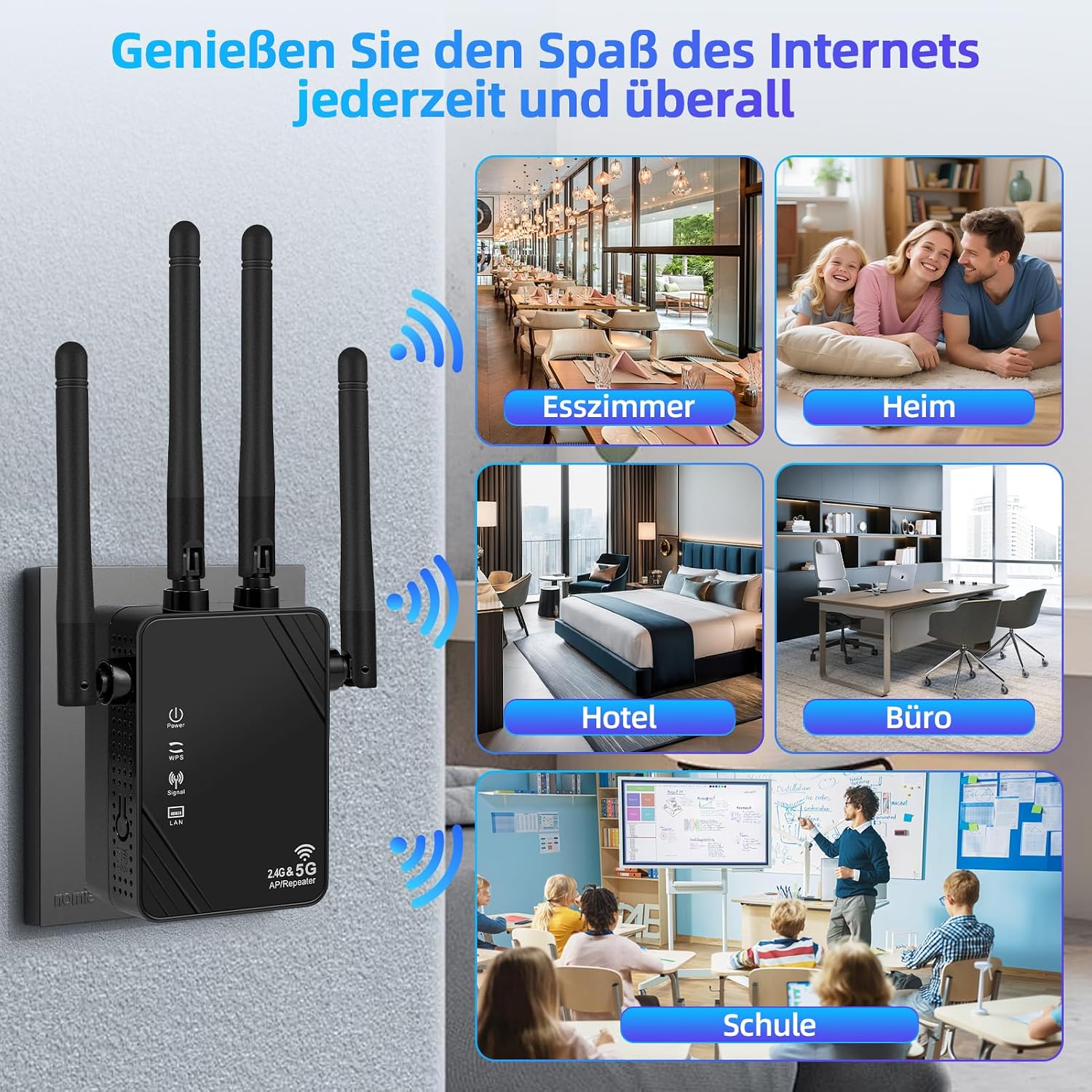 Detalle de WLAN-Verstärker Ultraxtender 1200 Mbit/s – Dualband mit LAN, 4 Antennen, bis zu 9200 ft²