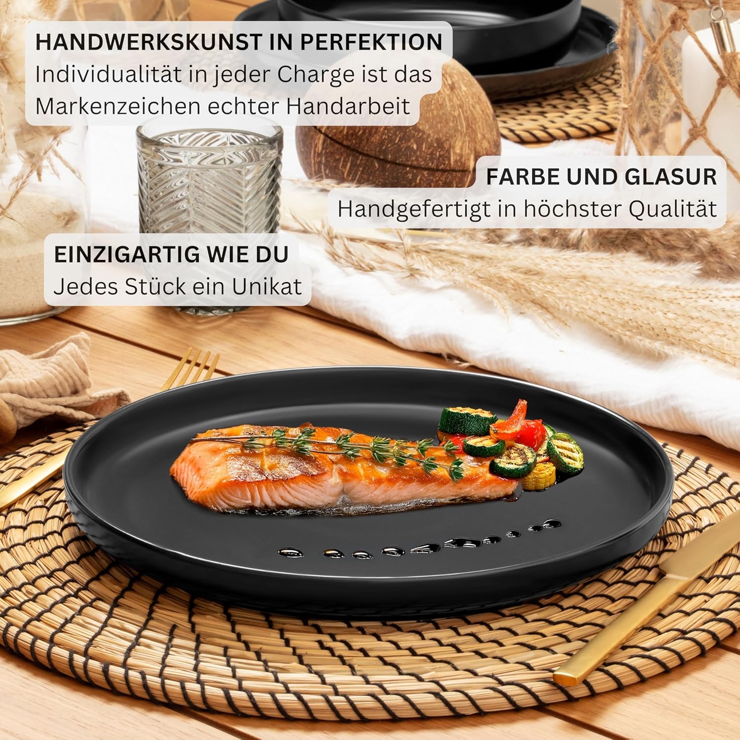 Thumbnail 4 de SÄNGER Madeira Tafelservice 24-teilig aus Steingut für 6 Personen – schwarz matt (VALUE COLLECTION)