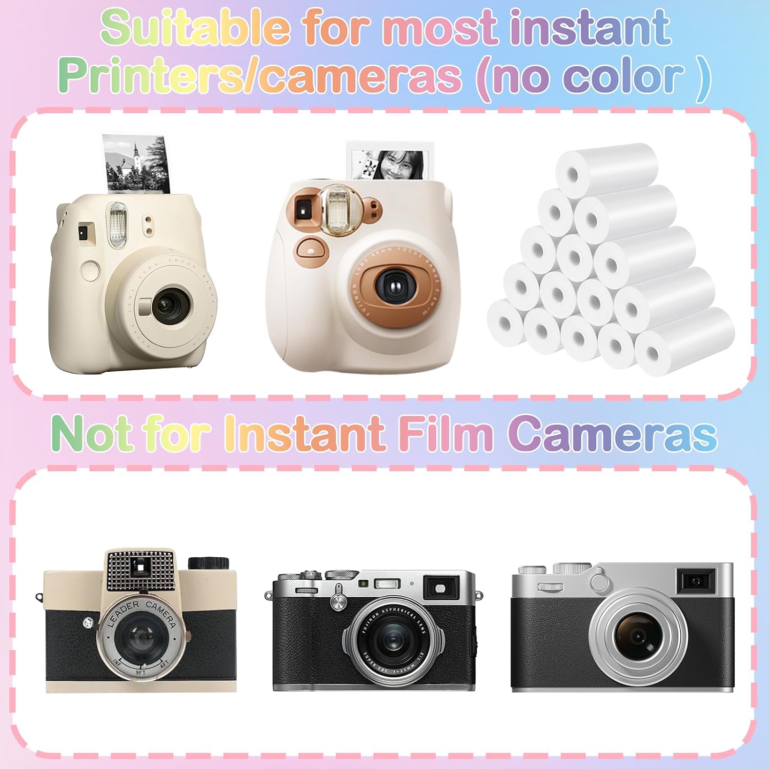 Detalle de 15 Rolls Thermal Paper for Kids Instant Cameras – 57 x 25 mm, BPA-Free Refill Paper (15 Rolls)