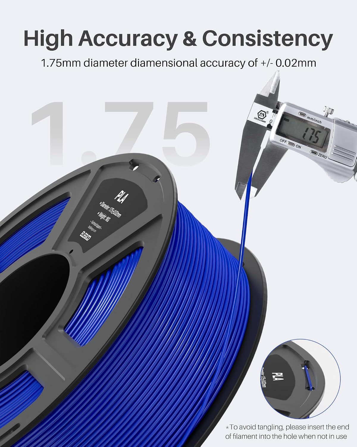 Detalle 2 de ELEGOO PLA 1.75mm Black 4 kg filament for FDM printers ๐จ