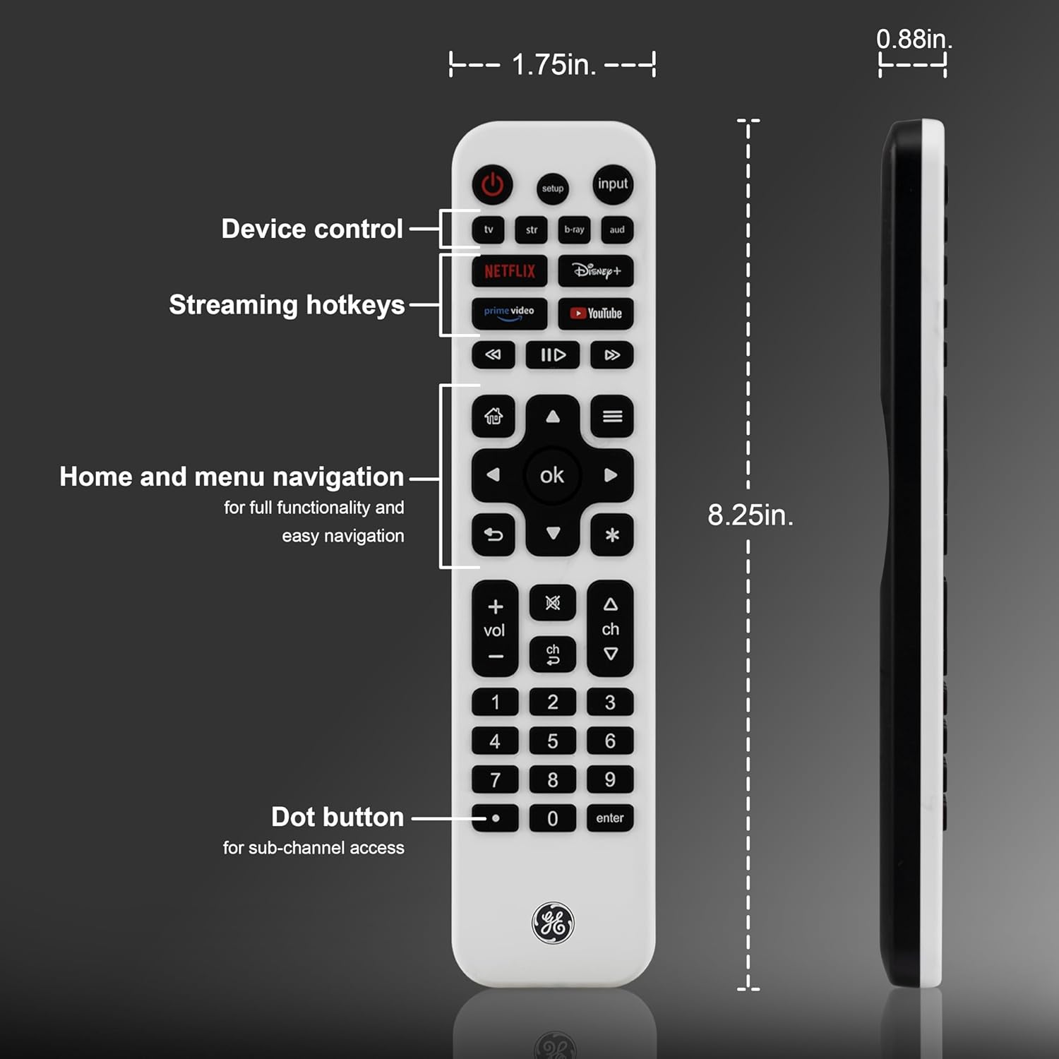 Thumbnail 6 de GE Rechargeable 4-Device Universal Remote with Backlit Keys (Model 80984)