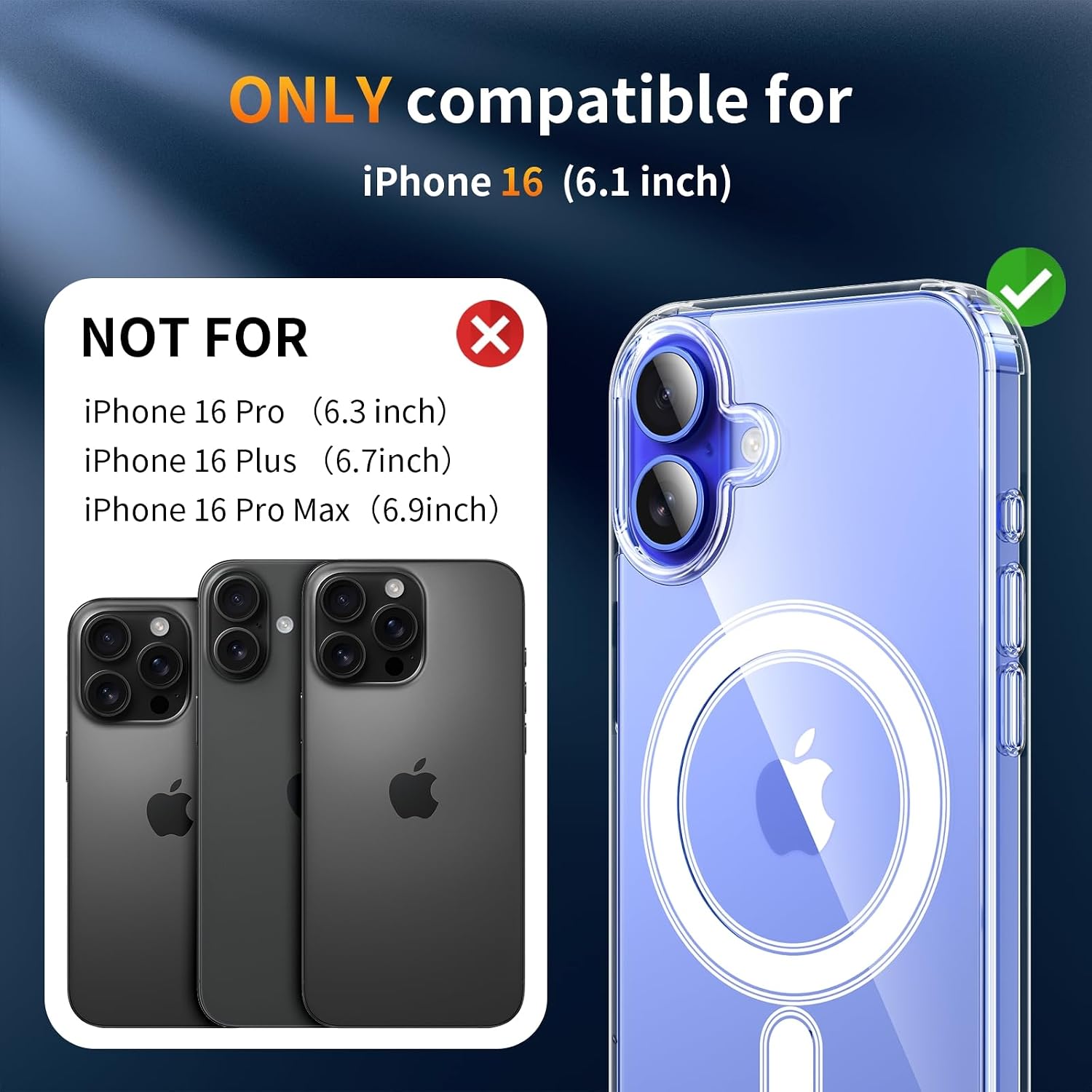 Detalle 2 de YNMEacc iPhone 16 6.1-inch magnetic case with protectors
