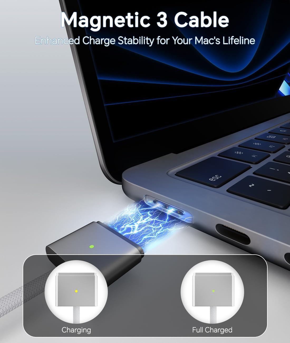 Thumbnail 3 de 140W USB-C to MagSafe 3 Charger (Magnetic 3) for MacBook Air & Pro – 6.6FT