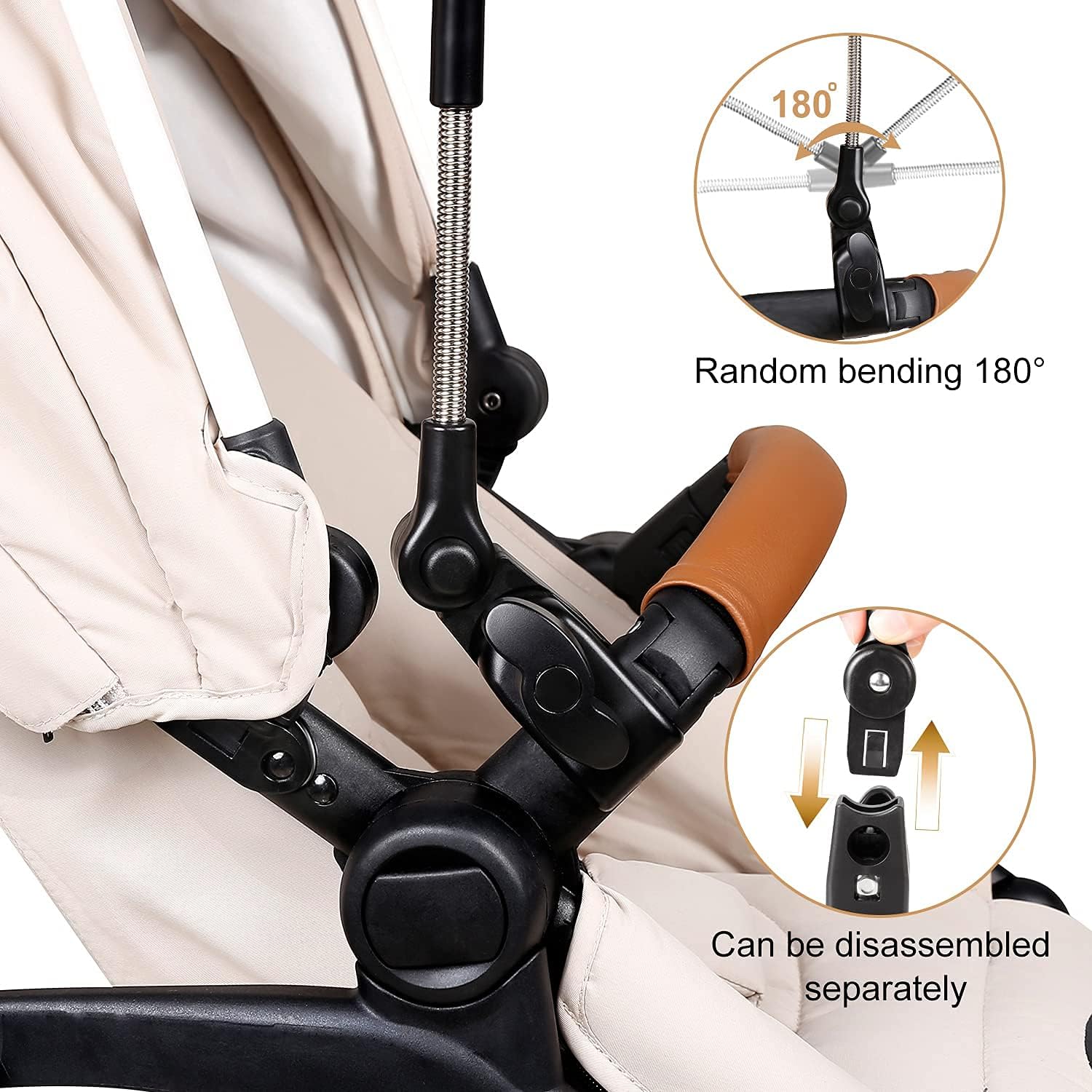 Thumbnail 6 de ZjRight Pram Parasol: 73cm UV 50+ Stroller Umbrella with 360° Adjustment and Clamp