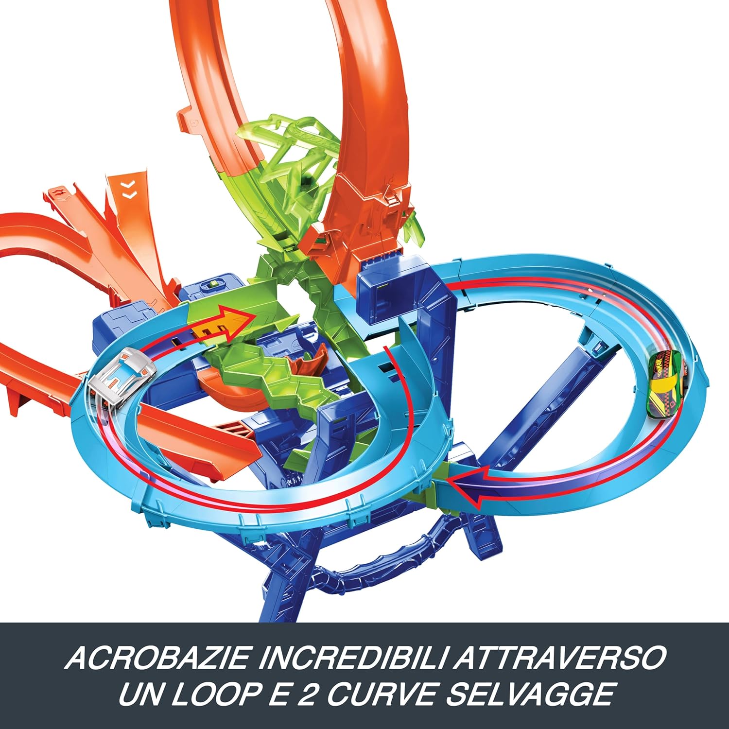 Detalle de Hot Wheels Scontri Volanti, pista con booster