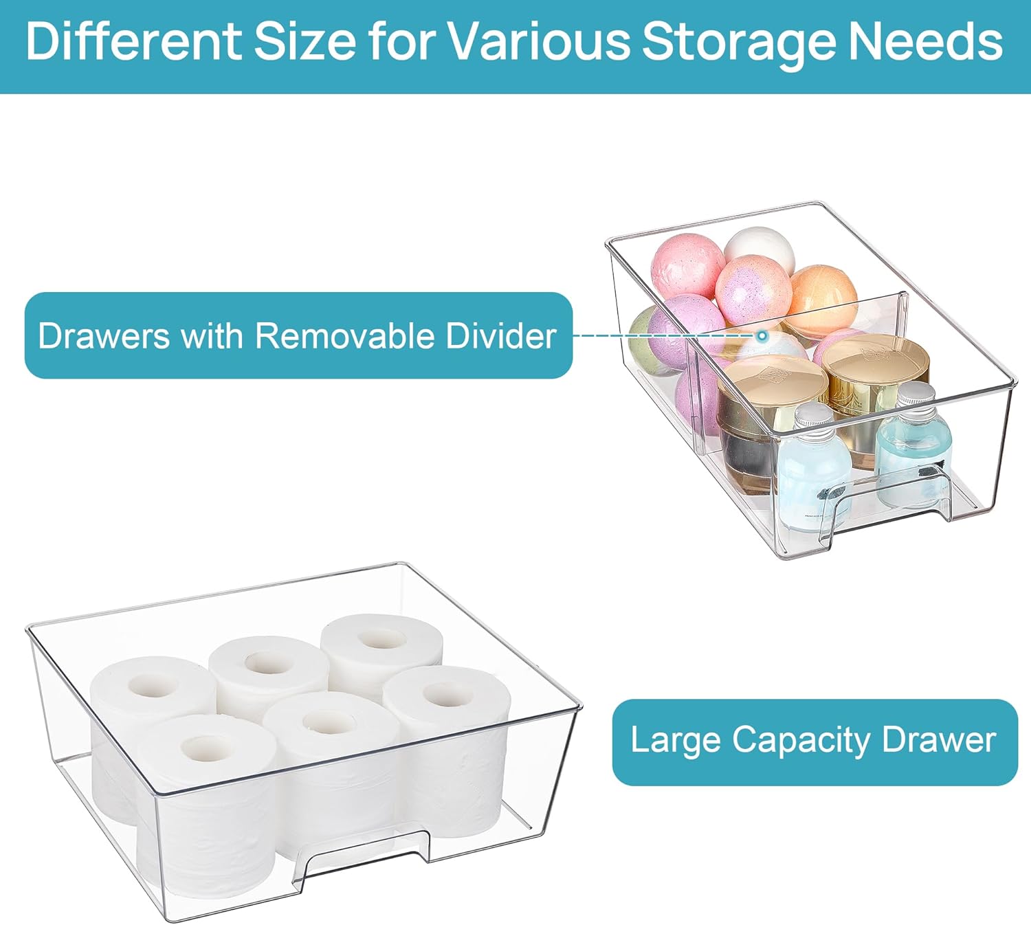 Thumbnail 6 de Vtopmart 3 Pack Stackable Storage Drawers 3pcs